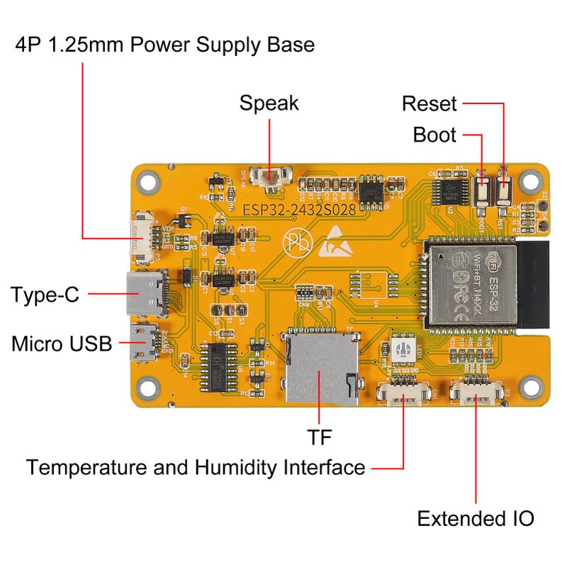AOICRIE 2.8" inch ESP32 Display ESP32 Development Board ESP32-2432S028R WiFi Bluetooth Resistive Touch Screen 240X320 Smart Display TFT LCD Module ILI9341 Driver - Image 3