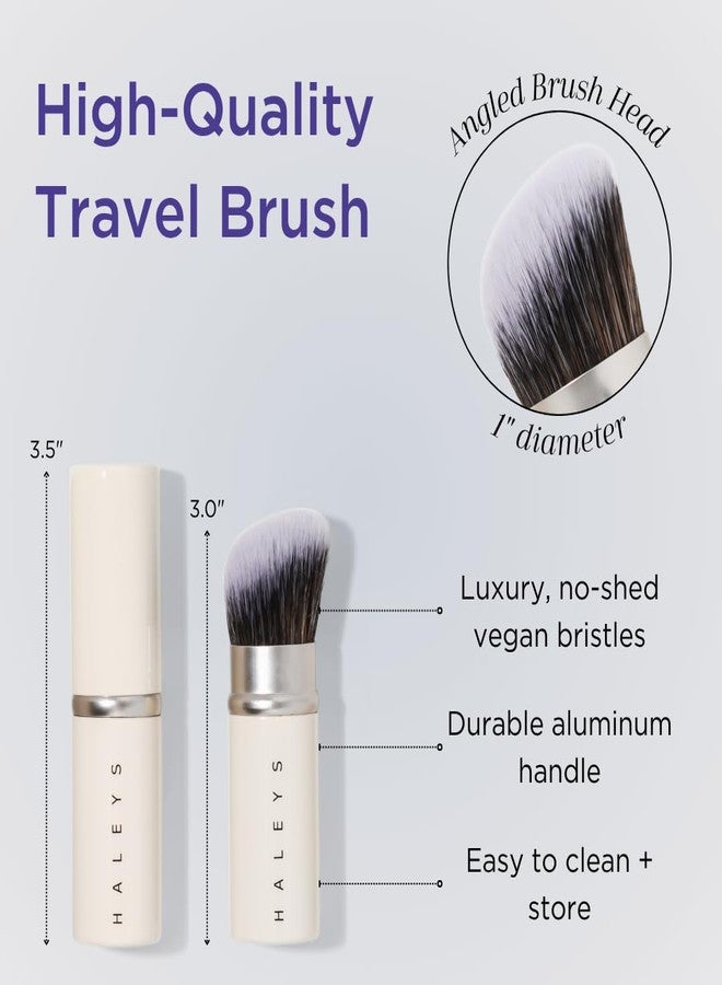 HALEYS Retractable Face Brush, VEGAN Dense, Angled Bristles & Adjustable Sleeve, Portable Makeup Brush for Quick, Easy Streak-Free Blending of Liquids, Creams, Powders, Travel-friendly Mess-Free Cap - Image 5