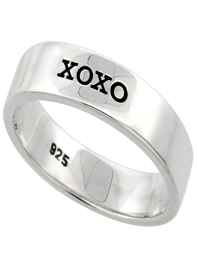 سابرينا سيلفر خاتم نسائي من الفضة الإسترلينية بتصميم XOXO، بلمسة نهائية مثالية وقطع أنبوبي، عرض 3/16 بوصة، مقاس 6.5 - Image 2