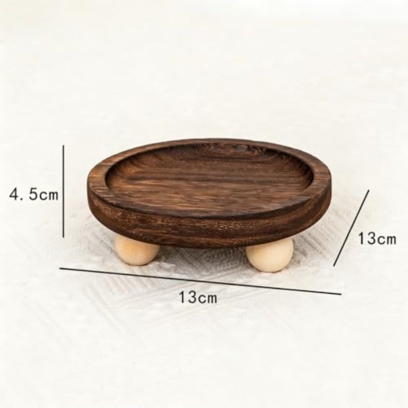Wooden Jewelry Tray with Legs Solid Wood Vanity Catchall Tray Scratch-proof Display Stand for Perfume Cosmetics Smooth Organizer for Bedroom EntrywayBrown - Image 3