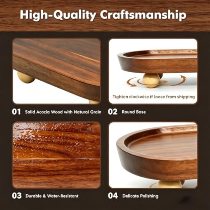 Wooden Jewelry Tray with Legs Solid Wood Vanity Catchall Tray Scratch-proof Display Stand for Perfume Cosmetics Smooth Organizer for Bedroom EntrywayBrown - Image 4