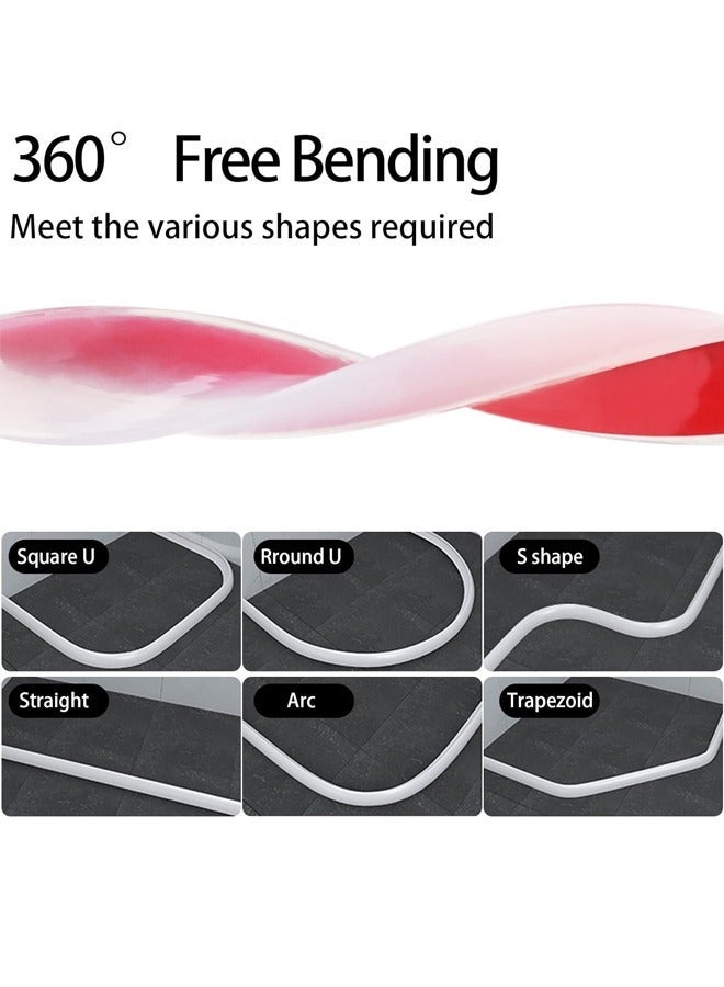 Aissiora Shower Threshold Water Dam Silicone Shower Water Self Adhesive Silicone Waterproof Barrier Bathroom and Kitchen Water Strip Dam Shower Guard for Bathroom Bathtub and Kitchen Countertop - Image 3
