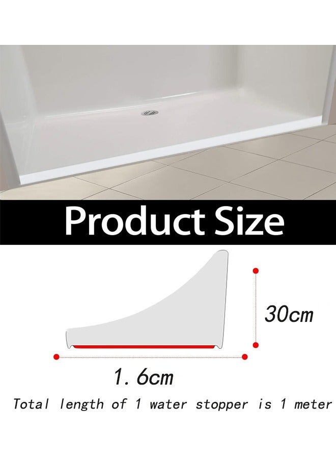 Aissiora Shower Threshold Water Dam Silicone Shower Water Self Adhesive Silicone Waterproof Barrier Bathroom and Kitchen Water Strip Dam Shower Guard for Bathroom Bathtub and Kitchen Countertop - Image 2