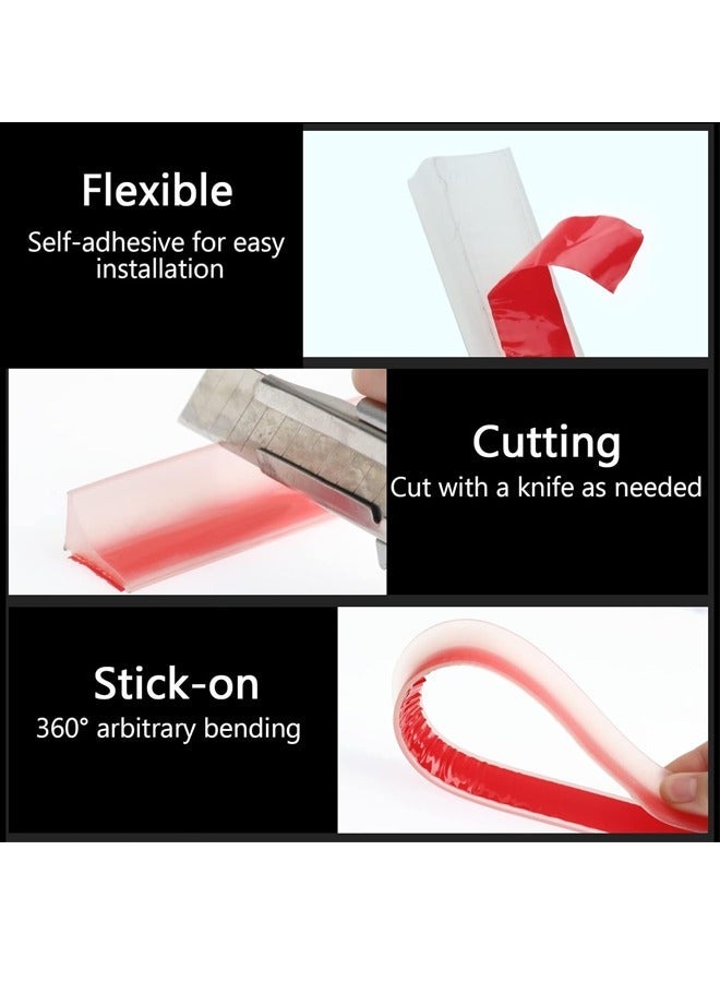 Aissiora Shower Threshold Water Dam Silicone Shower Water Self Adhesive Silicone Waterproof Barrier Bathroom and Kitchen Water Strip Dam Shower Guard for Bathroom Bathtub and Kitchen Countertop - Image 4
