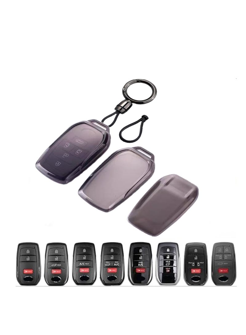 OUYoo Key Fob Cover for Toyota RAV4, Corolla, Tacoma, Highlander,Camry 2024-2026,Sienna, Prius, Crown,Fortuner, Hilux, Innova Crysta, Fortuner Legender, Innova HyCross, Land Cruiser,Fortuner, Hilux, Innova Crysta, Fortuner Legender, Innova HyCross, Land Cruiser Anti-DropFull Fobs Cover Key Case for Toyota 2/3/4/5/6 Buttons Smart Remote Keys,Comes with a key chain. - Image 1