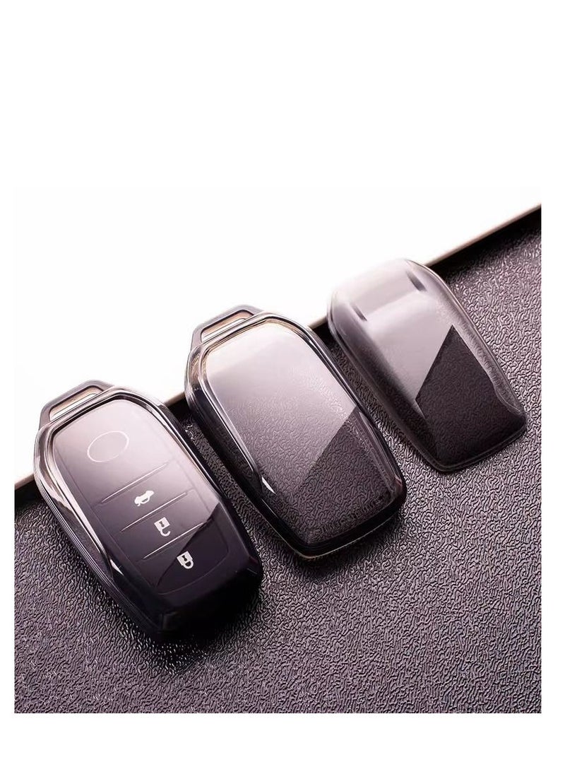 OUYoo Key Fob Cover for Toyota RAV4, Corolla, Tacoma, Highlander,Camry 2024-2026,Sienna, Prius, Crown,Fortuner, Hilux, Innova Crysta, Fortuner Legender, Innova HyCross, Land Cruiser,Fortuner, Hilux, Innova Crysta, Fortuner Legender, Innova HyCross, Land Cruiser Anti-DropFull Fobs Cover Key Case for Toyota 2/3/4/5/6 Buttons Smart Remote Keys,Comes with a key chain. - Image 4