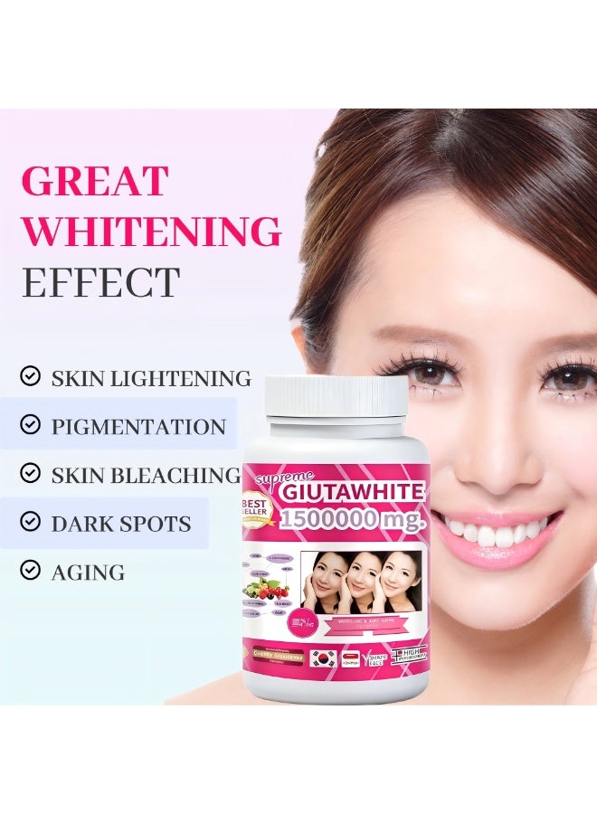 SUPREME Glutathione Skin Whitening & Anti Aging Softgel Daily 2 Capsules 30 Caps | Brighten Skin, Dark Spot & Acne Scar | V Shape Face | BIYODE - Image 3