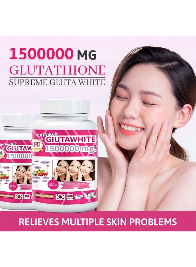 SUPREME Glutathione Skin Whitening & Anti Aging Softgel Daily 2 Capsules 30 Caps | Brighten Skin, Dark Spot & Acne Scar | V Shape Face | BIYODE - Image 5