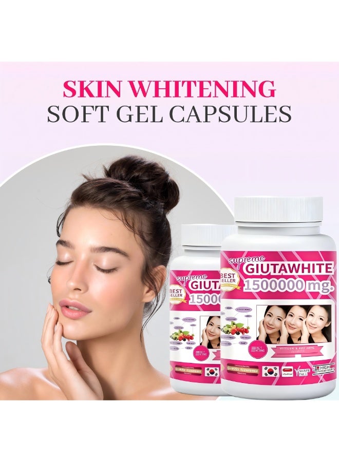SUPREME Glutathione Skin Whitening & Anti Aging Softgel Daily 2 Capsules 30 Caps | Brighten Skin, Dark Spot & Acne Scar | V Shape Face | BIYODE - Image 4