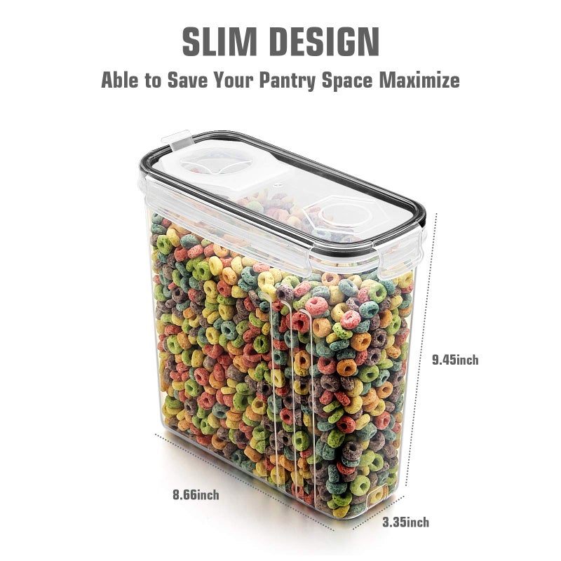 Wildone Wildone Cereal Storage Containers Set, Large BPA Free Plastic Airtight Food Storage Containers 4L for Cereal, Flour, Sugar, 6 Piece Set Cereal Dispensers with 20 Labels & Marker, Black  - Image 4