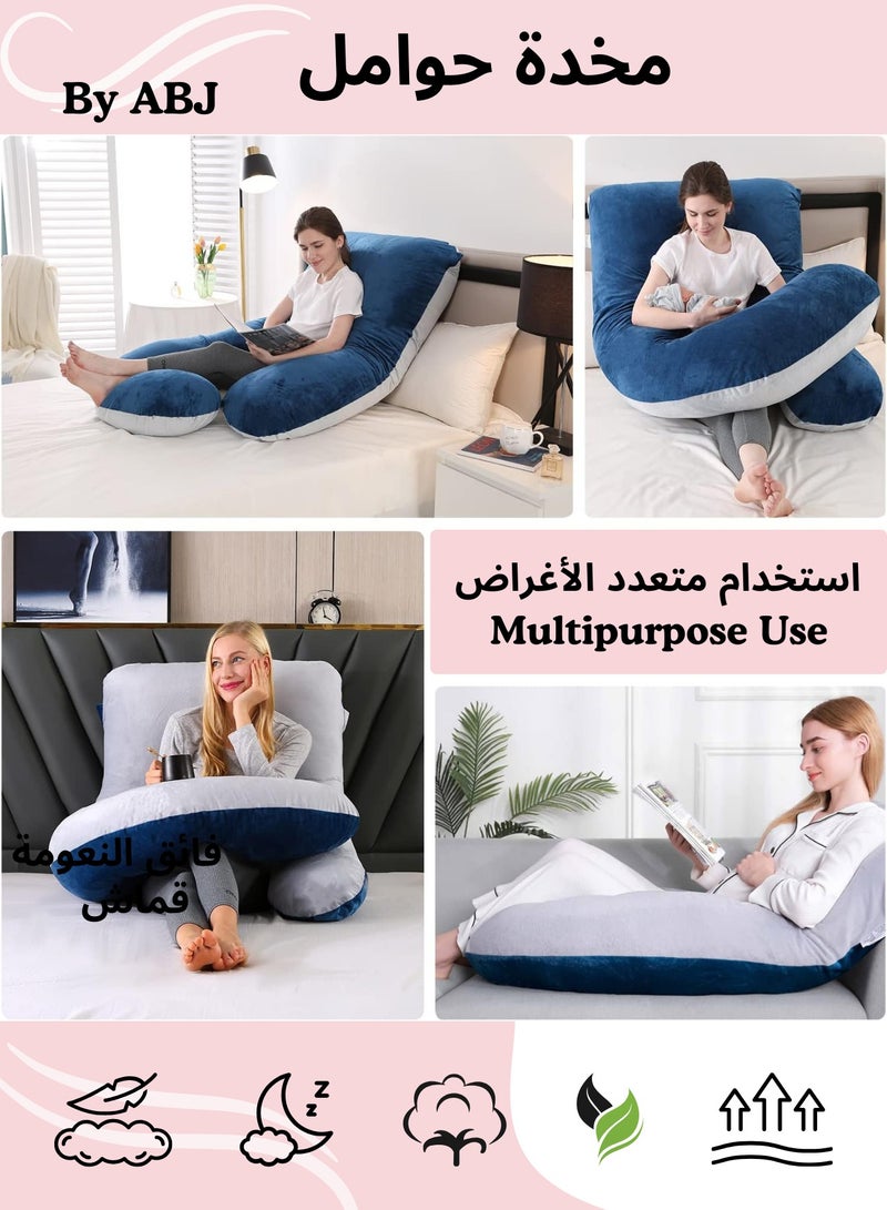 أيه بي جي وسادة حمل كاملة على شكل J لدعم الظهر والبطن والساقين والوركين للنوم والراحة للحوامل، بغطاء قابل للإزالة مقاس 65x28 سم رمادي للاستخدام اليومي والهدية والتراحي المنزلية موديل 2024 - Image 4