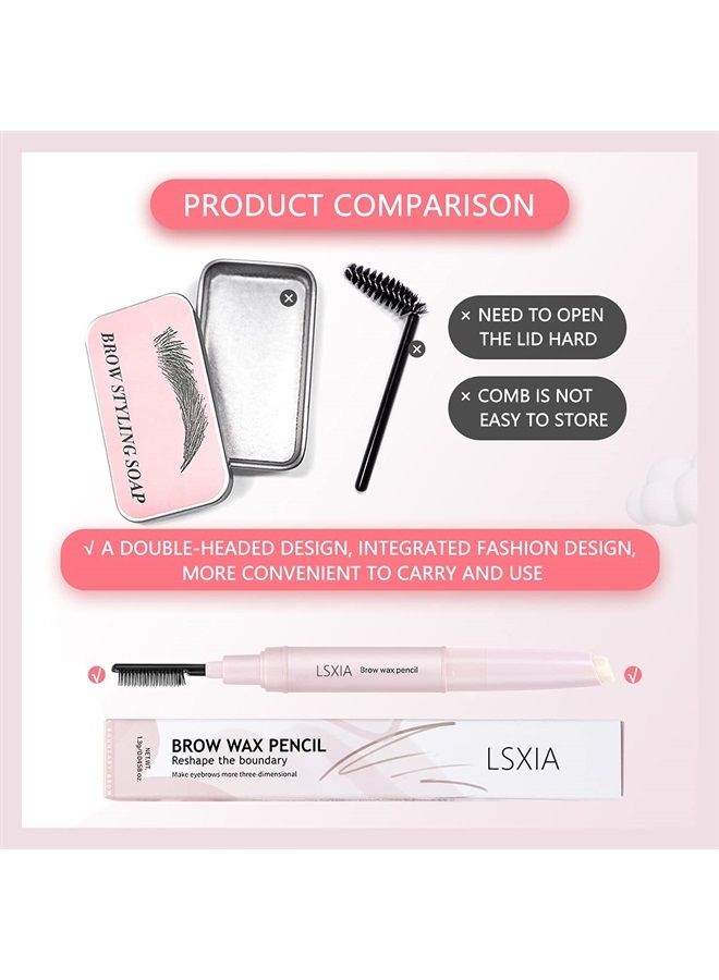 LSxia Double-headed Eye Brow Wax Pen, 2 in 1 Clear Eye-brow Gel Pencil with Eye-brow Comb, Waterproof Brow Gel / Eye-brow Styling Soap / Eye-brow Wax Pencil for Reshape the Boundary 3D Eyebrows Makeup - Image 2