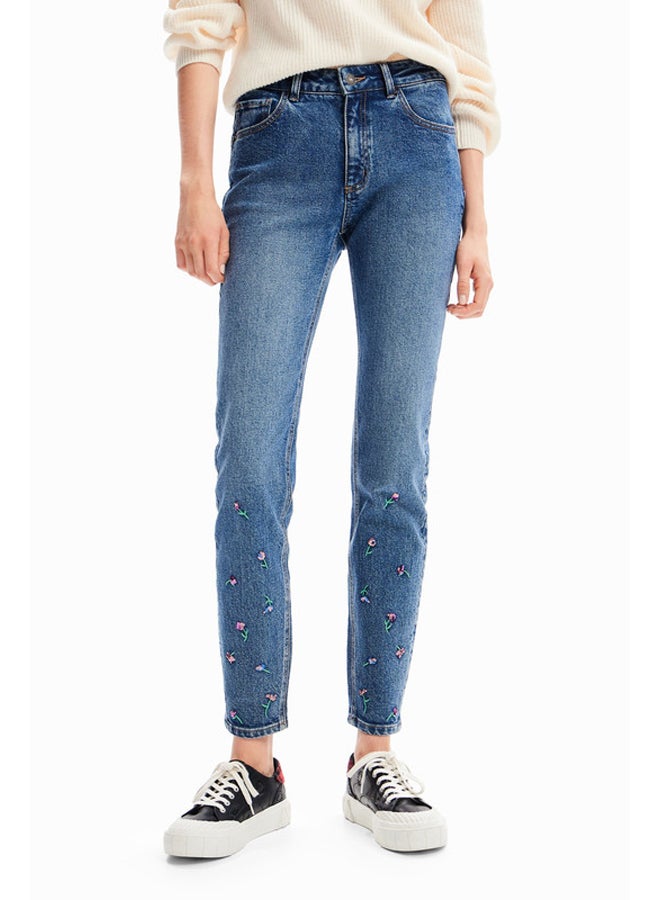 DESIGUAL جينز ضيق مزين بالزهور  - Image 1