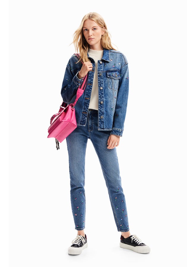 DESIGUAL جينز ضيق مزين بالزهور  - Image 2