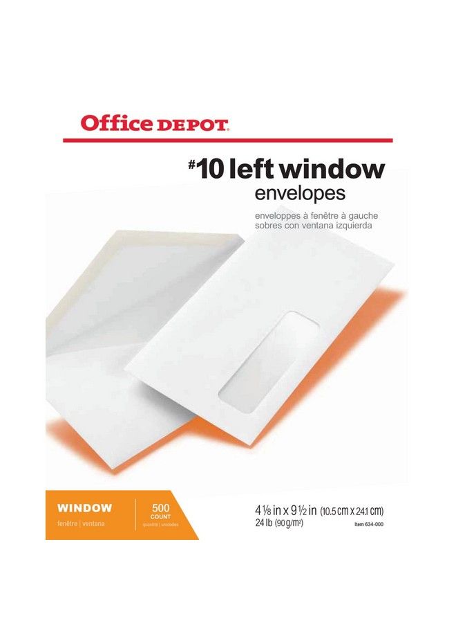Office Depot أظرف نافذة ماركة نافذة في الزاوية السفلى اليسرى 10 4 1 8" × 9 1 2" بيضاء علبة من 500 - Image 5