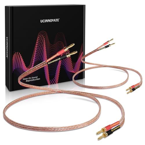 UCINNOVATE 13AWG Speaker Cable with Banana Plugs, 2 Pack 3m/9.8FT HiFi Speaker Cable Wire with Gold-Plated Banana Tip Plugs, Male to Male Audio Wire for Audiophile Speakers, AV Receiver (2X 9.8FT) - Image 1