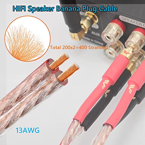 UCINNOVATE 13AWG Speaker Cable with Banana Plugs, 2 Pack 3m/9.8FT HiFi Speaker Cable Wire with Gold-Plated Banana Tip Plugs, Male to Male Audio Wire for Audiophile Speakers, AV Receiver (2X 9.8FT) - Image 4