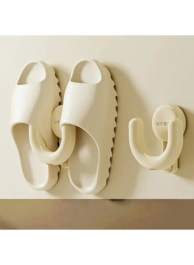 قطعتان رف أحذية بماصة بيضاء، فراغ قوي يتحمل 11-02 رطل، بدون حفر، لباب الحمام - Image 1