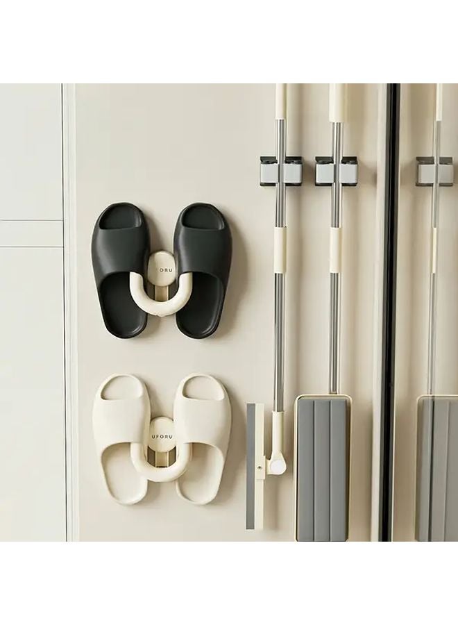 قطعتان رف أحذية بماصة بيضاء، فراغ قوي يتحمل 11-02 رطل، بدون حفر، لباب الحمام - Image 3