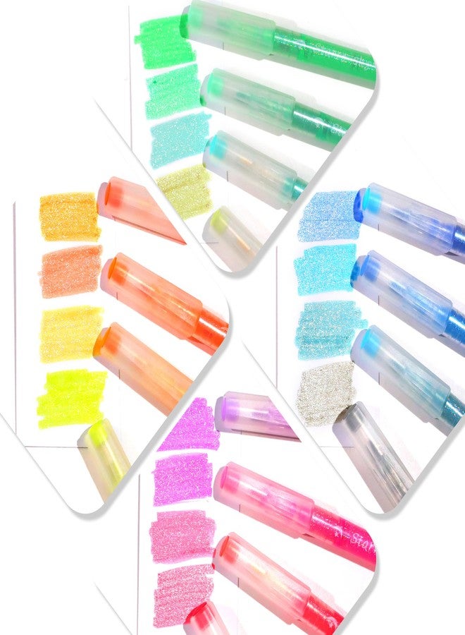 HANKU Glitter Highlighters, 16-Count, Chisel Tip Glitter Highlighters Assorted Colors, Sparkly Pastel Highlighter Markers for Adults Journaling Coloring Drawing Doodling - Image 5