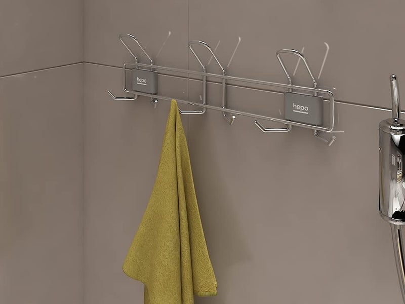 Hettich HE Hepo Stainless Steel Bath Clothes Hook 5 Year Warranty Against Rusting Silver 447x55x133 mm - Image 1