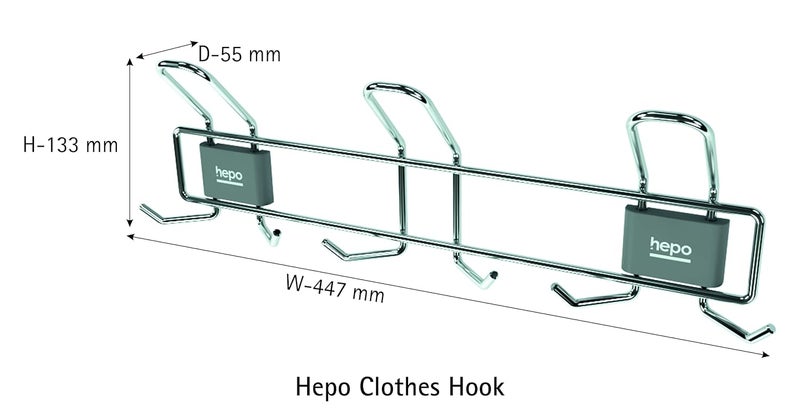 Hettich HE Hepo Stainless Steel Bath Clothes Hook 5 Year Warranty Against Rusting Silver 447x55x133 mm - Image 2