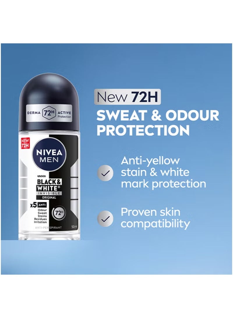 Nivea Pack Of 2 Black And White Invisible Original Antiperspirant Roll On 50ml - Image 2