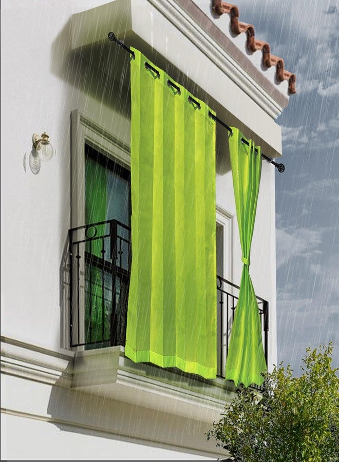 HIPPO HDPE Coated Waterproof Outdoor Balcony Curtain 260 GSM Rain, Sun & Dust Protection Light Filtering Outside Curtains for Home, Garden, Veranda, Hotel(2IN1 Lime-Grass | 4.50FTX8.00FT | 2 PC) - Image 1