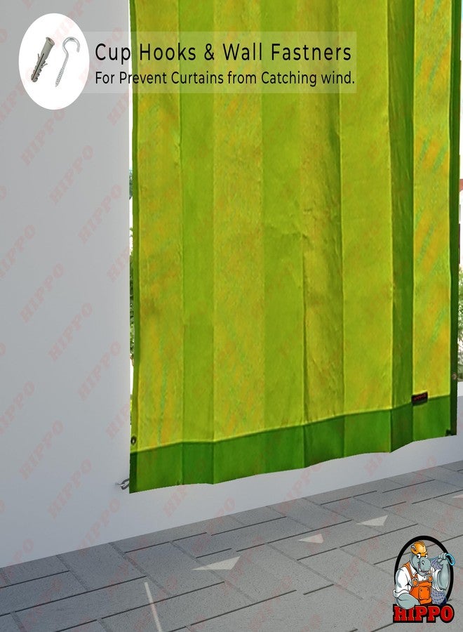 HIPPO HDPE Coated Waterproof Outdoor Balcony Curtain 260 GSM Rain, Sun & Dust Protection Light Filtering Outside Curtains for Home, Garden, Veranda, Hotel(2IN1 Lime-Grass | 4.50FTX8.00FT | 2 PC) - Image 5