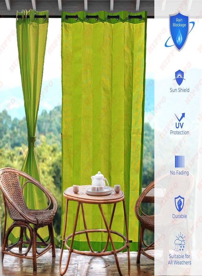 HIPPO HDPE Coated Waterproof Outdoor Balcony Curtain 260 GSM Rain, Sun & Dust Protection Light Filtering Outside Curtains for Home, Garden, Veranda, Hotel(2IN1 Lime-Grass | 4.50FTX8.00FT | 2 PC) - Image 2