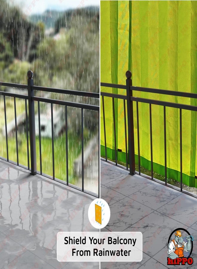 HIPPO HDPE Coated Waterproof Outdoor Balcony Curtain 260 GSM Rain, Sun & Dust Protection Light Filtering Outside Curtains for Home, Garden, Veranda, Hotel(2IN1 Lime-Grass | 4.50FTX8.00FT | 2 PC) - Image 3