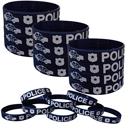 CupaPlay 48PCS Police Party Rubber Wristbands Police Birthday Party Favors Supplies Gifts Halloween Goodie Bag Stuffers Fillers Silicone Wristband - Image 1