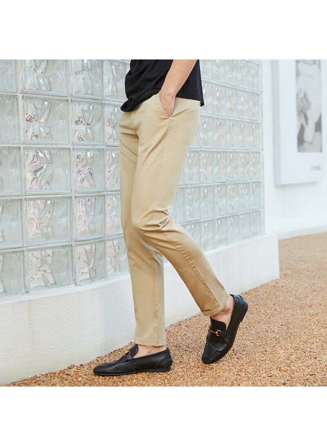 TRIES Caizi Casual Pants, Autumn Men's Straight-leg Trousers, Business Slim-fit Solid Color Slightly Stretchy Long Pants, Men's Long-staple Cotton Breathable - Image 1
