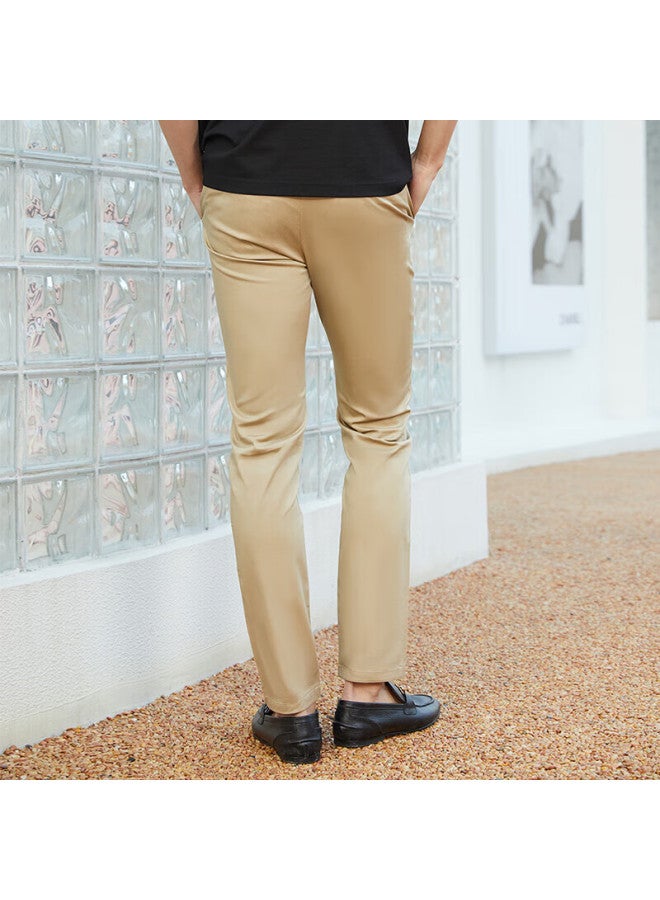 TRIES Caizi Casual Pants, Autumn Men's Straight-leg Trousers, Business Slim-fit Solid Color Slightly Stretchy Long Pants, Men's Long-staple Cotton Breathable - Image 2