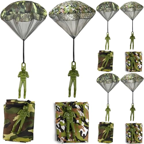 ROYHOO 6PCS Army Camo Parachute Toys Hand Throwing Kids Outdoor Games Toys Army Men Action Figures Tangle Free Throwing Toy Parachute Outside Gifts for Kids Ages 316 - Image 1