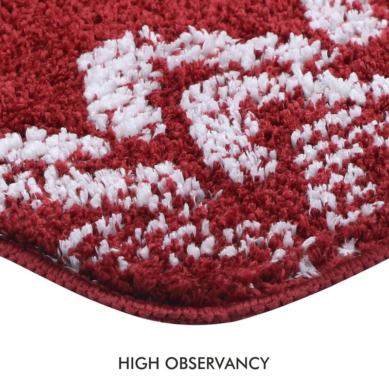 YOLO Microfiber Anti-Slip Bathmat Set of 2, Super Absorbent & Soft Mat, Non-Slip Bathmat, Floormat, Bath Rug, Red (40X60 cm) - Image 3