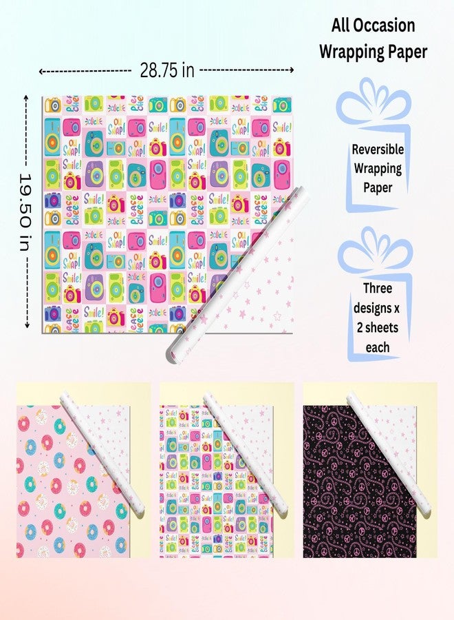 DOODLE Premium Design Colorful Wrapping Paper Sheet For Gift Packing For All Occasions | 19.50 X 28.75" | 90 Gsm | Gloss Art Paper | Set Of 6 - Teentrend 3,Multicolor - Image 2