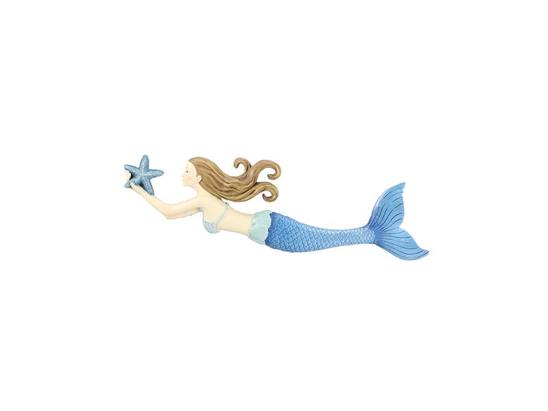 Young's Inc. Resin Mermaid Wall Art – 14”L x 3.5”H Nautical Decor Piece – Beach Decorations for Home – Wall Sculptures - Image 1