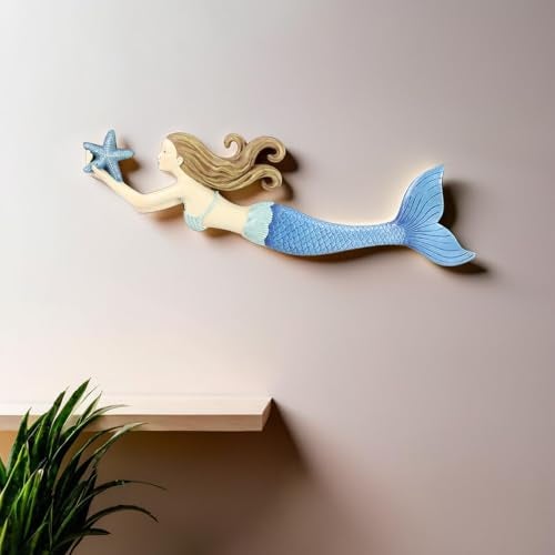 Young's Inc. Resin Mermaid Wall Art – 14”L x 3.5”H Nautical Decor Piece – Beach Decorations for Home – Wall Sculptures - Image 2