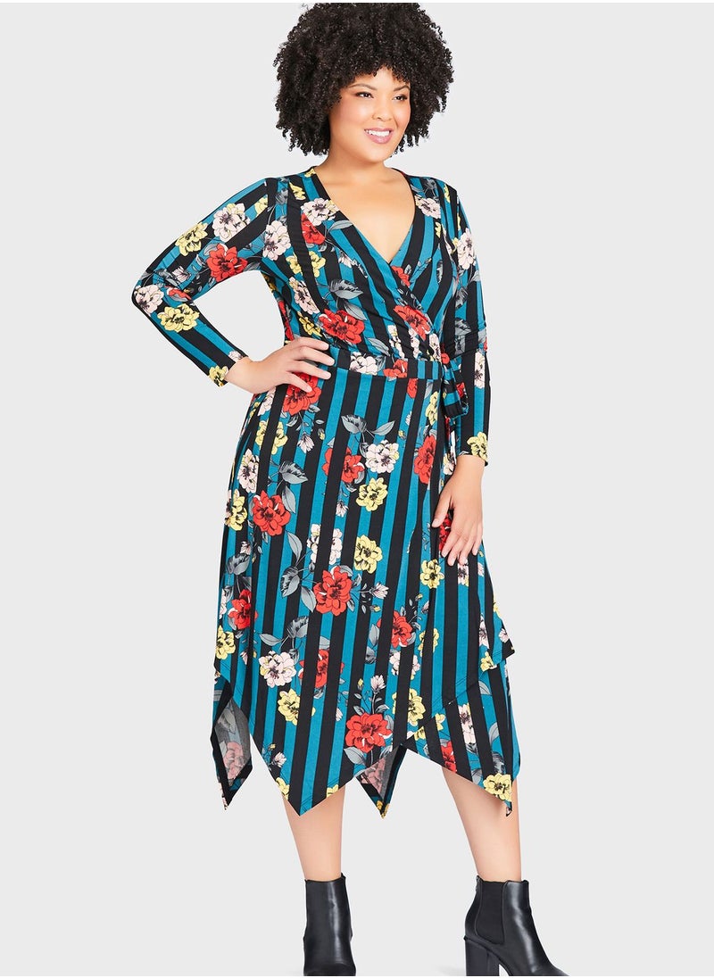 Avenue Striped Asymmetric Dress  - Image 1