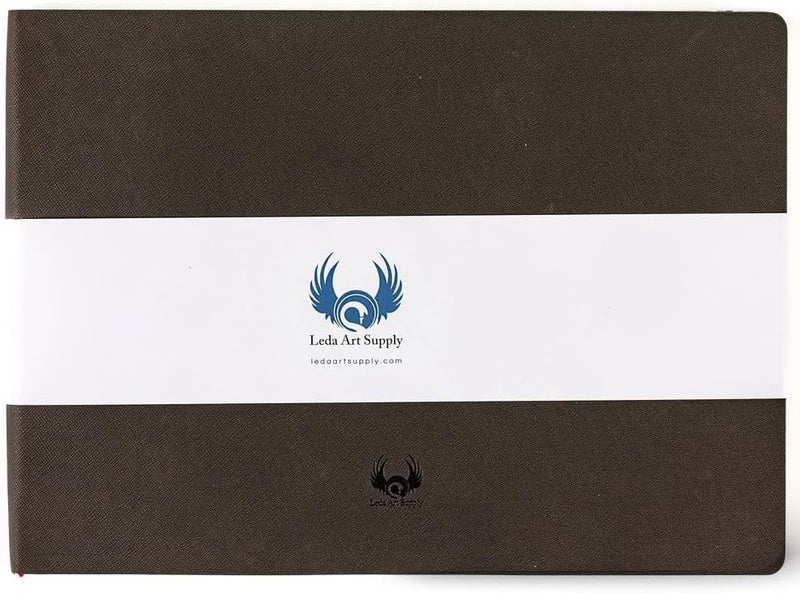 Leda Art Supply دفتر رسم بشكل أفقي، 8.25 × 5.5 بوصة، دفتر رسم مرن يفتح بشكل مسطح للفنانين، مثالي للحبر، الألوان المائية، الأقلام، الرصاص، 160 صفحة مقاومة للتمزق، الحجم: أفقي متوسط - Image 1