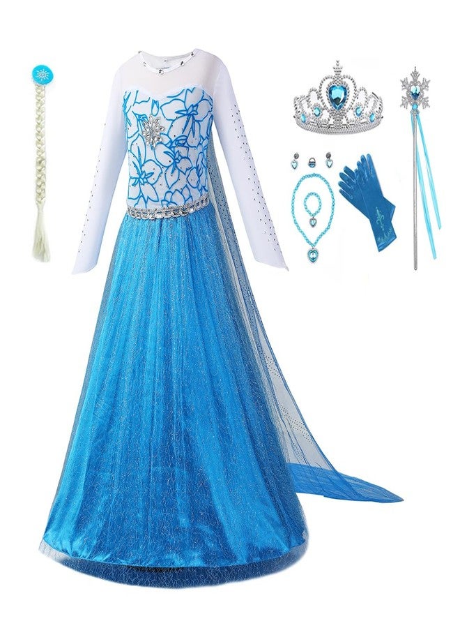 Yipkorra Princess Costumes for Girls Snow Dresses Halloween Toddler Birthday Party Dress Up with Accessories (110(3-4Years)) - Image 1
