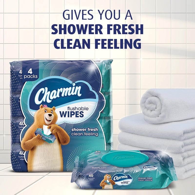 Charmin Flushable Wipes - 480 Total Wipes (12 Packs of 40) for a Shower Fresh Clean Feeling - Image 3