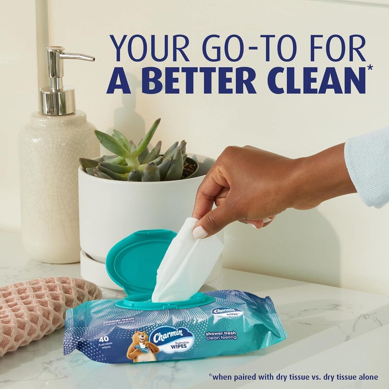 Charmin Flushable Wipes - 480 Total Wipes (12 Packs of 40) for a Shower Fresh Clean Feeling - Image 2