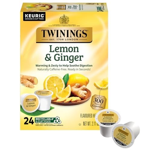 Twinings Lemon  Ginger Herbal Tea KCup Pods for Keurig 24 Count Pack of 1 Tangy  Spicy Naturally CaffeineFree Enjoy Hot or Iced - Image 1