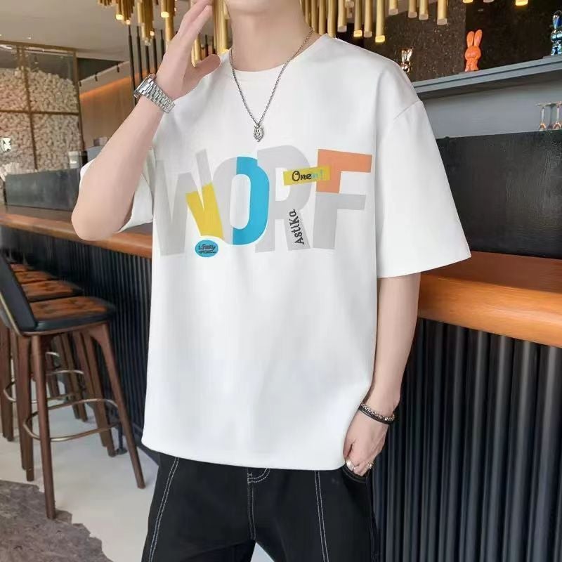 Summer Thin Ice Silk Short-Sleeved T-Shirt Men'S Round Neck Sports Fashion Brand Japanese Style Retro Casual High Street Teenager T-Shirt - Image 1