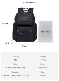 ARCTIC HUNTER Professional Business Travel Backpack with USB Charging Port and TSA Locker for Men, Large College School Bag Durable Commuter Bag, Black  - Image 3