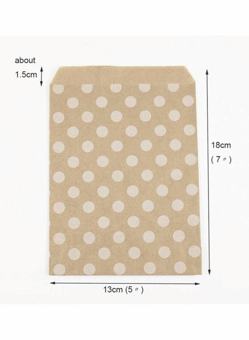 SYOSI Bakery Bags, Kraft Paper Bags Cookie Coffee Bags Gift Wrappers Holiday Party for Bakery Cookies Candies Dessert Chocolate Sandwich Lunch Bags with White Dot or White Wave Pattern 50 Pcs - Image 4