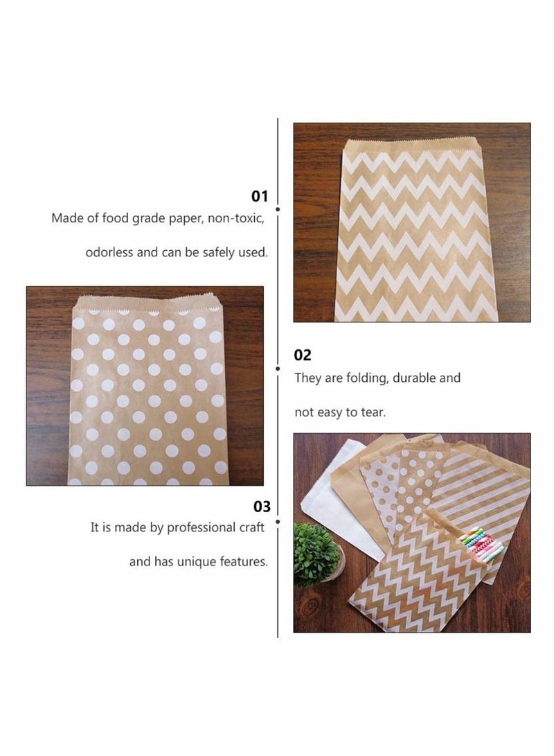 SYOSI Bakery Bags, Kraft Paper Bags Cookie Coffee Bags Gift Wrappers Holiday Party for Bakery Cookies Candies Dessert Chocolate Sandwich Lunch Bags with White Dot or White Wave Pattern 50 Pcs - Image 3