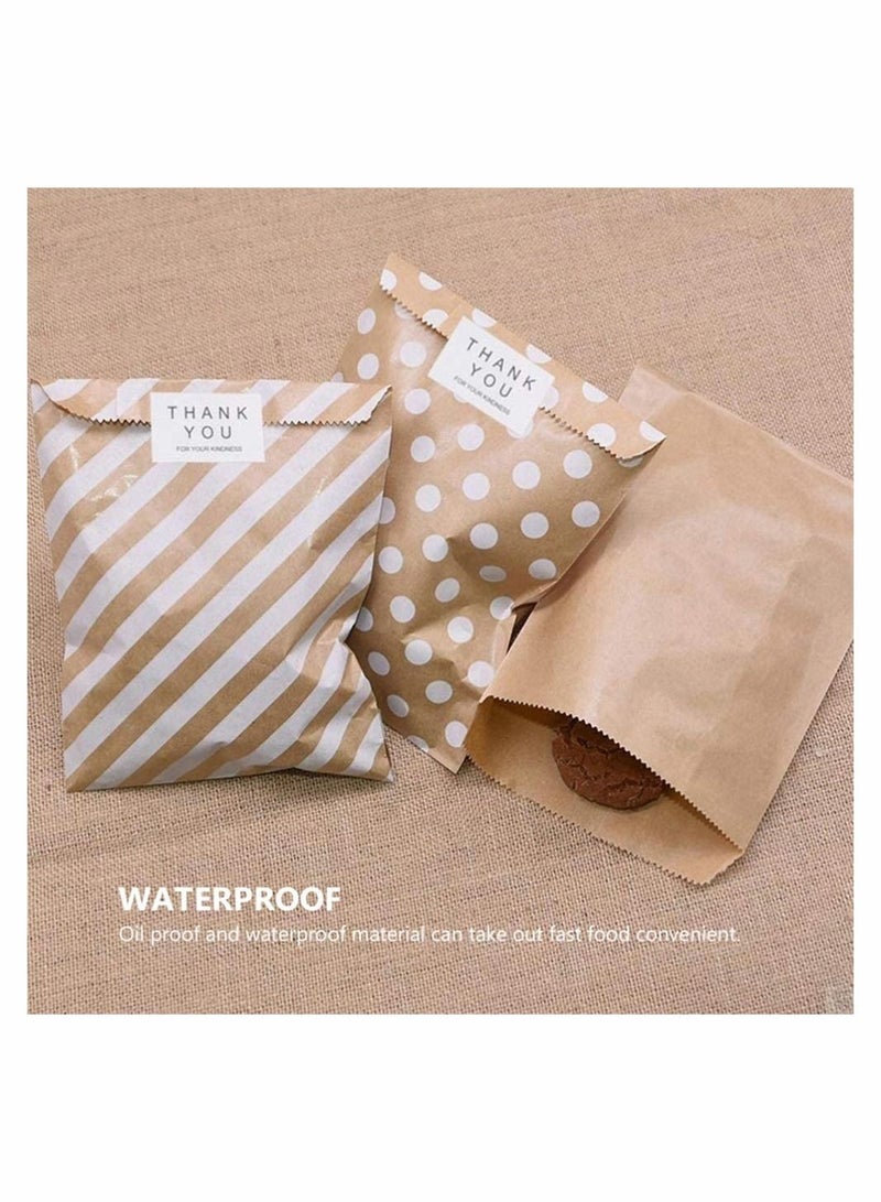 SYOSI Bakery Bags, Kraft Paper Bags Cookie Coffee Bags Gift Wrappers Holiday Party for Bakery Cookies Candies Dessert Chocolate Sandwich Lunch Bags with White Dot or White Wave Pattern 50 Pcs - Image 2